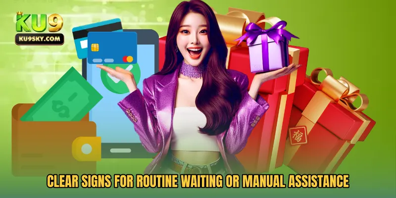 Clear signs for routine waiting or manual assistance